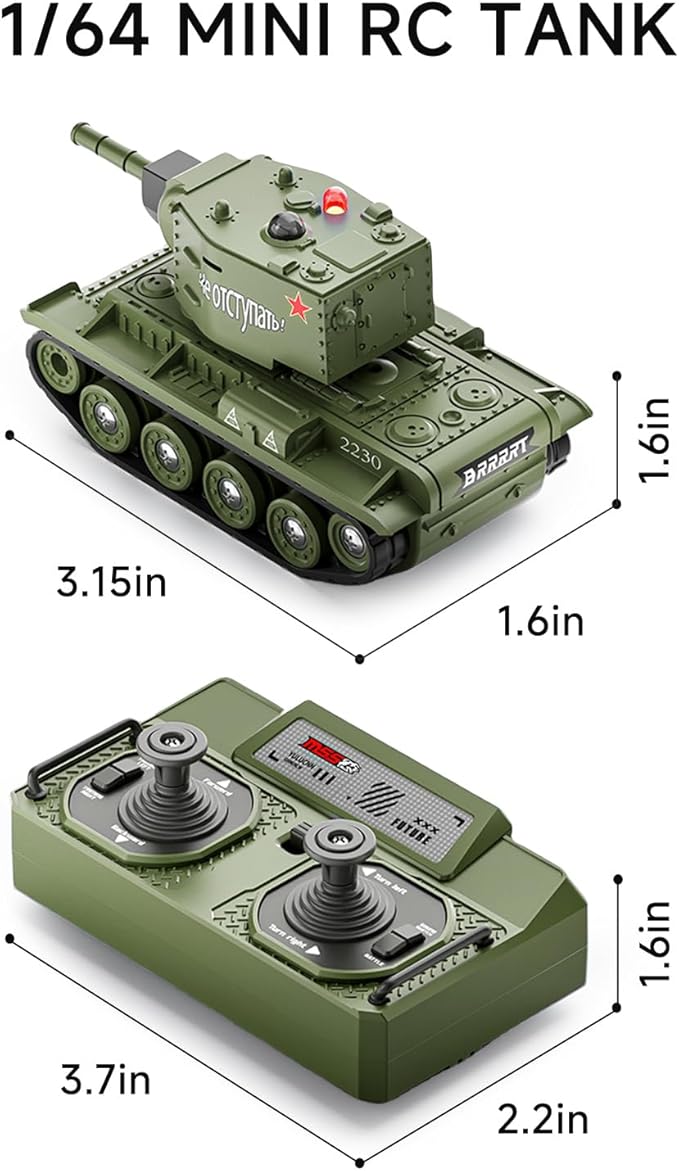 BRRRRT 1/64 RC Battle Tank SetRemote Control Military Vehicles with Infrared ShootRC Tank That Shoots with 330° Rotating Turret and Sound &amp Lighting for Kids Gift 8+