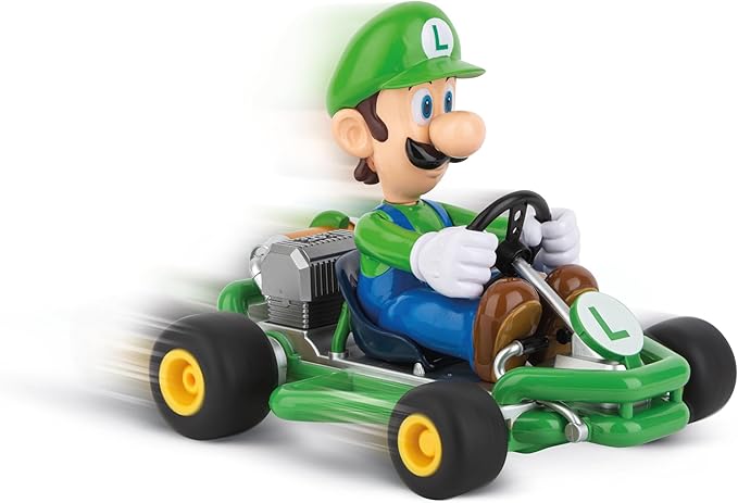Carrera 200984P RC Official Licensed Mario Kart Pipe Kart Luigi 1:18 Scale 2.4 Ghz Remote Radio Control Car with Rechargeable LiFePO4 Battery - Kids Toys Boys/Girls