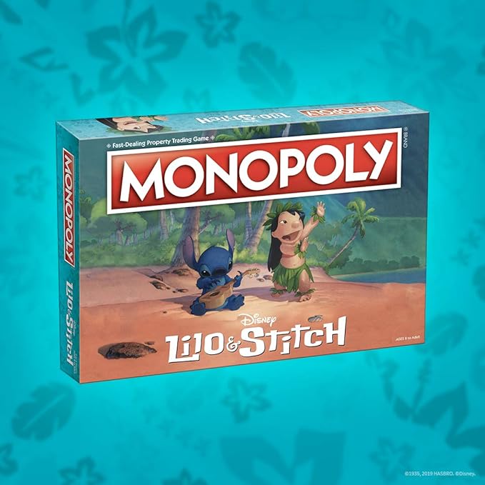 Monopoly: Disney Lilo &amp Stitch | Buy Sell Trade Characters from Disney’s Animated Film | Classic Monopoly Game | Officially-Licensed Lilo and Stitch Merchandise 2-6 Players