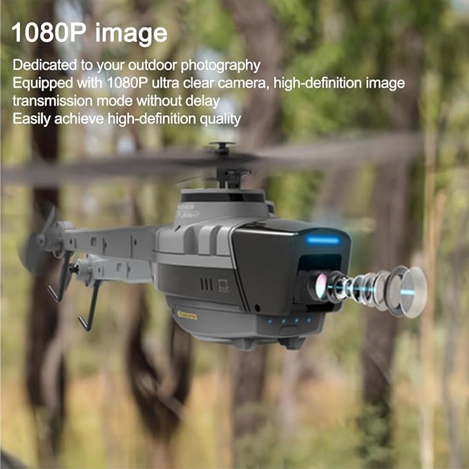 Remote Control Helicopter with 1080P Camera Black Hornet Scout RC 4CH Aerial Vehicle Reconnaissance Military Aircraft Model for 16+ with 2-Battery