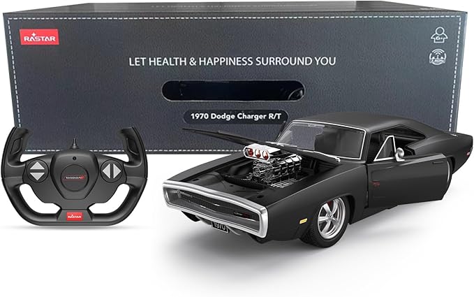 RASTAR RC Cars 1:16 Fast &amp Furious 1970 Dodge Charger R/T Remote Control Car Toy Muscle Cars for Boys Matt Black 2.4G