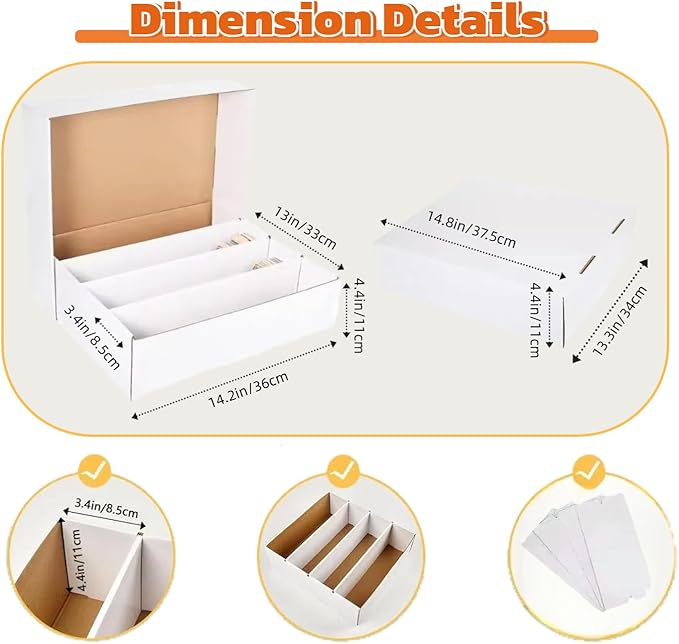 8 Set Sports Card Storage Boxes 3150 Count Bulk Card Trading Cards Collection Box Cardboard Card Storage Box for Card Game Baseball Card Sorting Tray Cases Cards with 10 Dividers Collector Cards Boxes