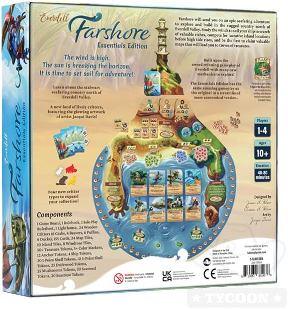 Everdell Farshore Essentials Edition | Standalone Strategy Tabletop Game with Fresh Mechanics | Explore The Northern Shores of Everdell | 2–4 Players | Age 10+ | Fantasy Tabletop Game