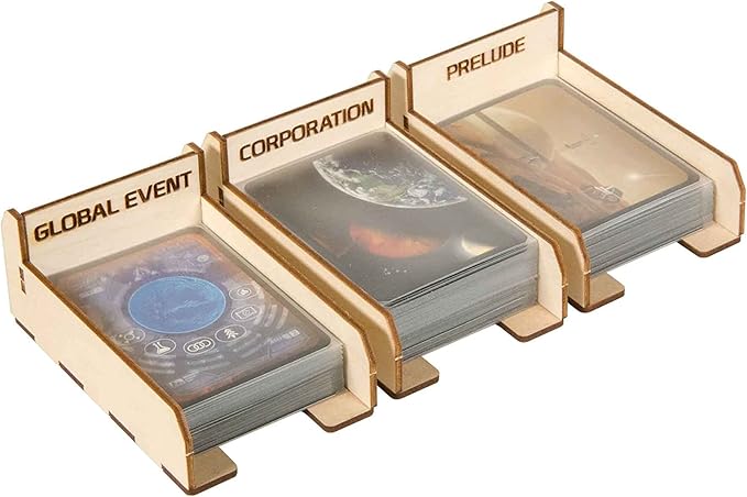 The Broken Token Terraforming Mars Compatible Expansions Game Organizer - Wood Storage Box with Multiple Trays &amp Card Shoe - Wooden Game Organizer