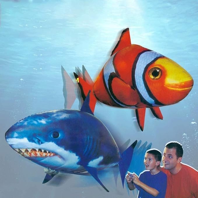 AUOK Remote Control Shark Toys Infrared RC Flying Clown Fish Balloon - Anti-Gravity Indoor Toy with Mid-Air Hovering for Fun Party Decorations &amp Gifts (Orange)