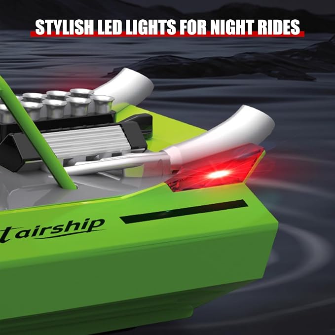 RC Boat W/ 2.4GHz Remote Control 2 Rechargeable Batteries &amp LED Lights for Pool Lakes Water High Speed RC Sport Jet Boat RTR for Adults Gifts Toys (Red)