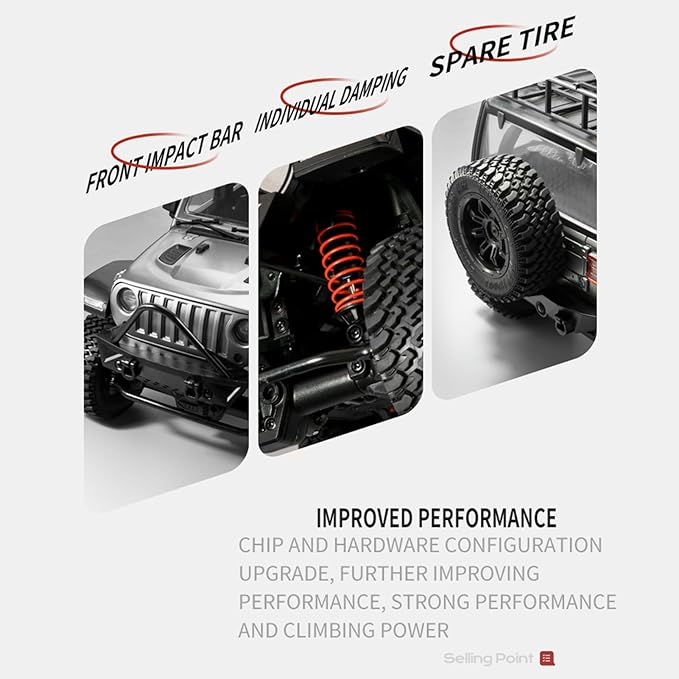 GoolRC 1:12 Scale 4 Wheel Drive Remote Control Car Off-Road Truck with Lights 2.4G Remote Control Crawler