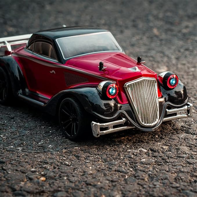 1:16 Scale Off-Road Retro Classic Car SCY-16302-2.4G 4WD 35km/h High-Speed Racing Damping Climbing Off-Road Vehicles Christmas Birthday Gift for Adults(Metal Red)