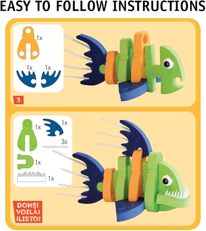 Bloco Toys Marines Creatures | STEM Toy | Shark Octopus Piranha Deep Sea &amp Tropical Fish | DIY Educational Building Construction Set (235 Pieces)
