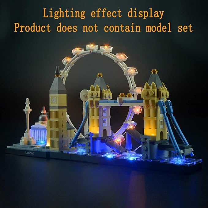 Upgraded Version Light Kit for Architecture London Skyline Collection Compatible with Lego 21034 Landmark Building Bricks Model (Model Set Not Included)