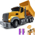 RC Dump Truck Toy for Kids - 6 Channel Remote Control Dump Truck with LED Lights RC Construction Vehicle Truck Toys with 2 Rechargeable Batteries Gifts Ideas for 3-8 Years Old Boys and Girls