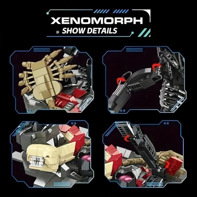 Xenomorph Action Figure Building SetMovie Themed Scenes Building SetsCollectible or Home Office DisplayAdult Horror Gifts for Fans Birthday Halloween