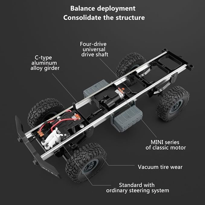 GracesDawn Remote Control Car Terrain RC Cars Electric Remote Control Off Road Military Truck 1/16 2.4G 4WD Off-Road RC Military Truck Rock Crawler Army Car (Yellow)