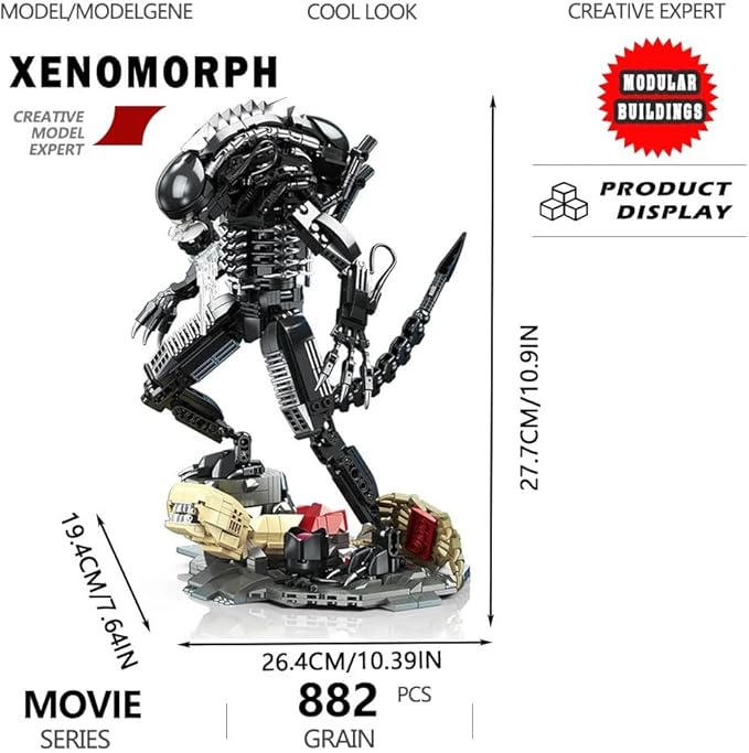 Xenomorph Action Figure Building SetMovie Themed Scenes Building SetsCollectible or Home Office DisplayAdult Horror Gifts for Fans Birthday Halloween