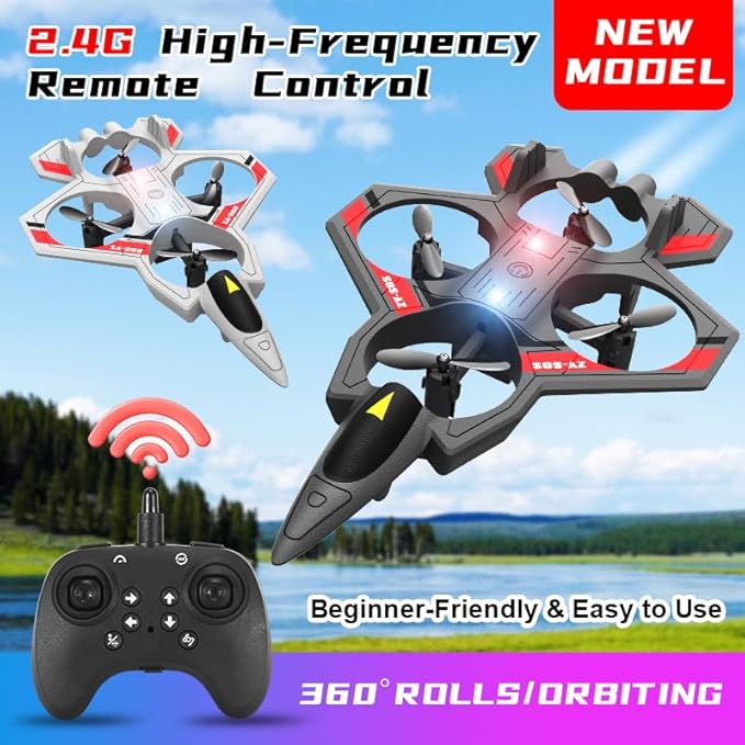 RC Planes with Light Remote Control Airplanes RC Airplane Fighter Jet 360° Flip Stunt Roll Drones for Men RC Airplane (Grey - Plastic)
