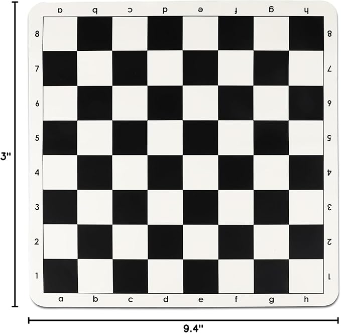 Tournament Chess Board 20 Inch Silicone Mat Black and White Squares with Mark