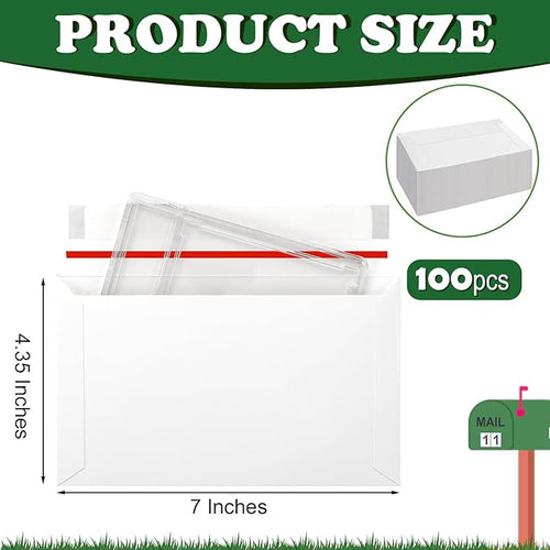 100 Pack Trading Card Shipping Envelopes 7 x 4.35 Inches Self Adhesive Mailing Envelopes Bulk Fit for Semi Rigid Sleeves and Sports Card Protectors Hobby Mailing Supplies