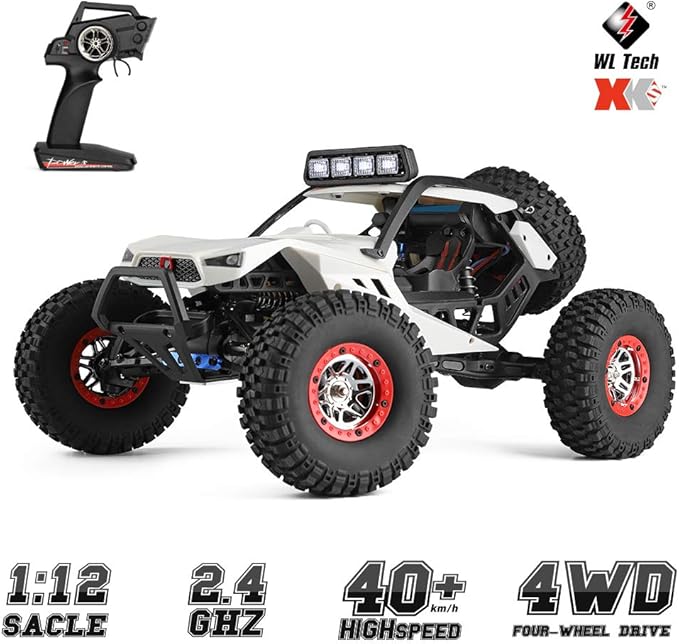 Goolsky WLtoys 12429 RC Car 1: 12 Scale 4WD 40KM/H High Speed RC Crawler with LED Lights 2.4GHz All Terrain Off Road RC Truck for Adults