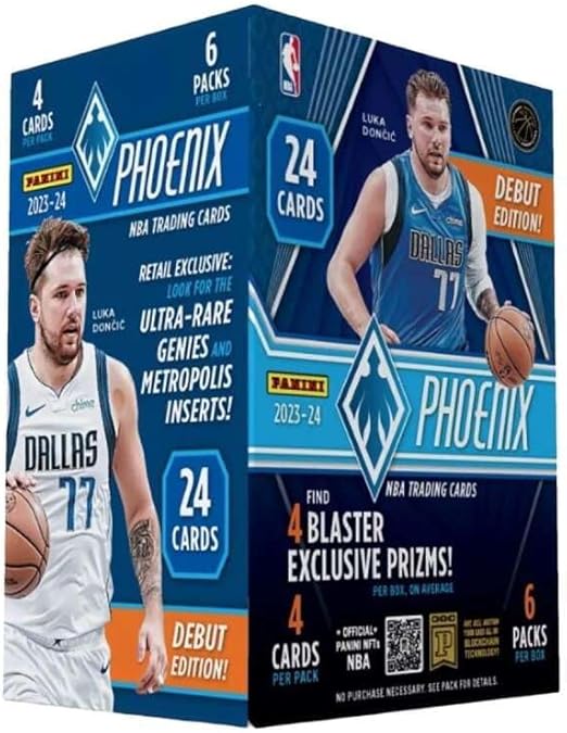 2023-24 Panini Phoenix NBA Basketball Blaster Box (6 Pack Per Box/4 Cards Per Pack) - Look for Victor Wembanyama and Brandon Miller Rookie Cards. Each Box contains 4 Blaster exclusive prizms. Look for