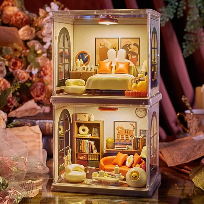 Milk Tea Shop DIY Miniature House Building Toy Dollhouse Set with LED Creator Playset Suitable for Mini Figures Construction Toys Diorama Kit Gifts for Adults