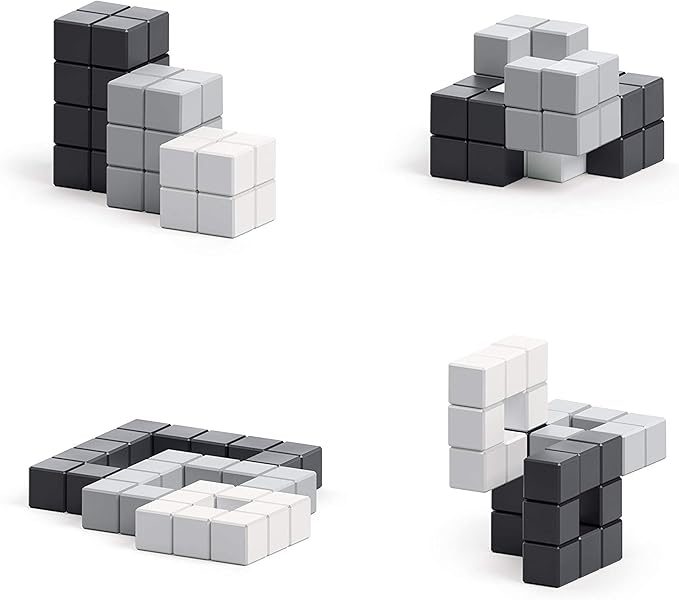 PIXIO Noir - Tiny Magnetic Blocks Building Toy in The Pixel Art Style with Free App - 5/16 Plastic Cubes with 6 Magnets Inside - Open Ended Toy - Creativity Toy for Ages 6+ - 60pcs