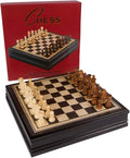 Kavi Inlaid Wood Chess Board Game with Weighted Wooden Pieces Large 18 x 18 Inch Set