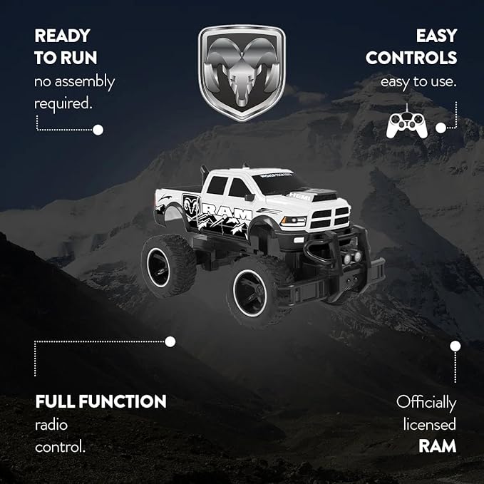 World Tech Toys Dodge Ram 2500 1:14 Scale RC Monster Truck – Officially Licensed - Electric Powered All Terrain RC Truck - Full-Function Radio Control - Kids 6+ (Yellow)