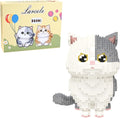 Larcele Micro Building Blocks Set DIY Mini Building Toy Bricks for Age Over 12 Years 1412 Pieces KLJM-05 (Munchkin Cat-Grey)
