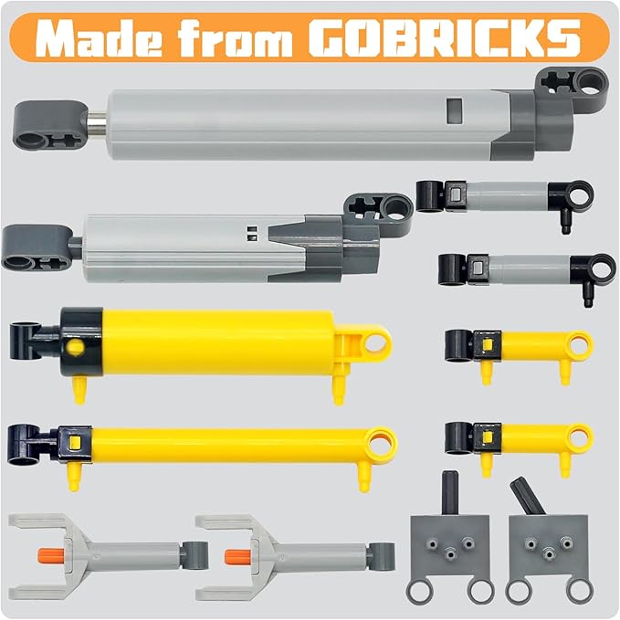 33pcs Pneumatic Pumps Parts Kit Compatible with Technic Pumps Pneumatic Cylinders Air Tank Switch Tubes Push Rod Pressure Gauge T-connectors Actuator Alloy Joint for Building Toys Accessories