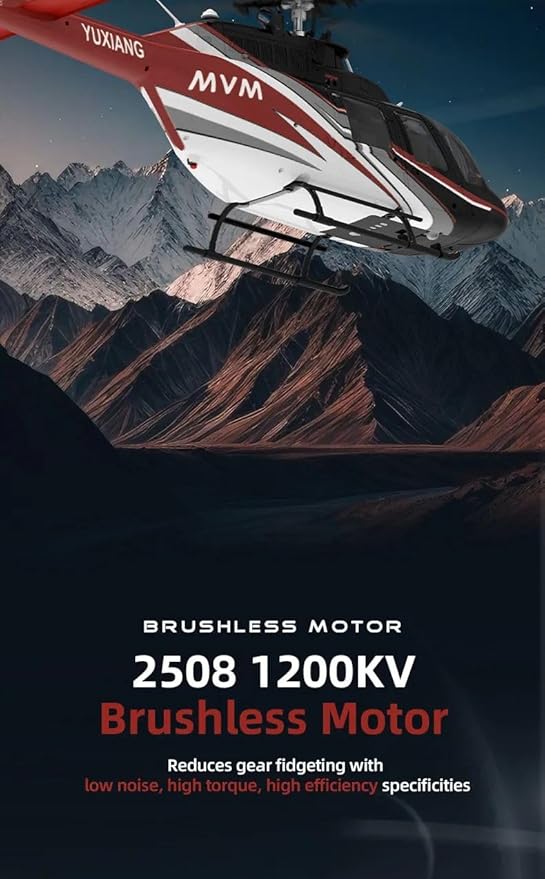 Hanll YUXIANG F08 Bell 206 RC Helicopter for Adults 1/27 2.4G 6CH Brushless Direct-Drive 6G Flybarless RC Helicopter with 6-Axis Gyro Optical Flow Positioning RTF/ 2 Battery