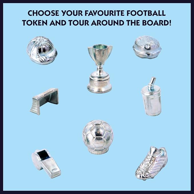 Winning Moves World Football Stars Monopoly Board Game Play with Cristiano Ronaldo Lionel Messi Harry Kane and Salah Gift for Ages 8 Plus Blue