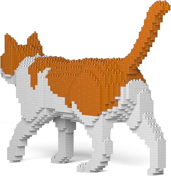 JEKCA Cat 11S-M03 | Orange and White Cat Plastic Building Blocks | Age 14+