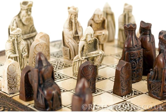Isle of Lewis Compact Celtic Chess Set 9 Inches