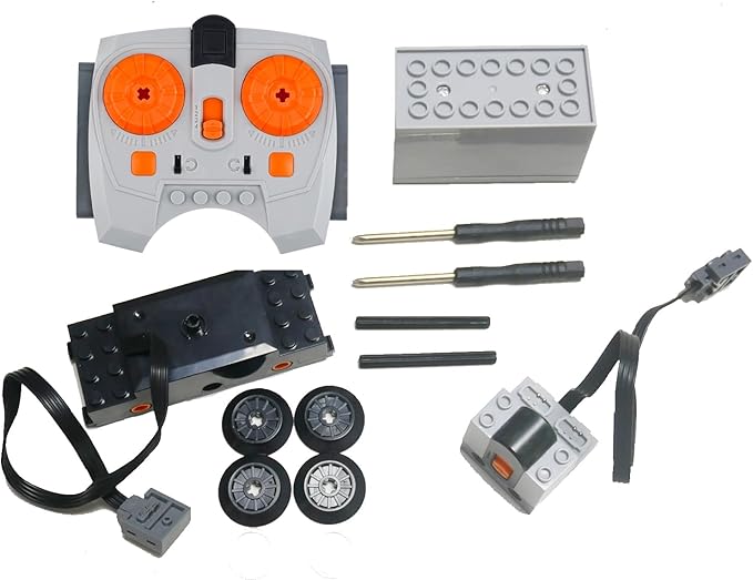 4 Pcs Train Motor kit Power Function Train Motor Set Science and Technology Power Function Kit Remote Battery Box Receiver Set