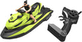2.4 GHz RC Motorboat Dual-Motor 10 km/h High-Speed Electric Racing Jet Ski Toy 50 m Control Range 20 min Play Low-Battery Alarm Distachable Driver Figure for Kids &amp Adults (Green)