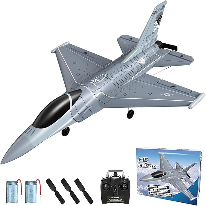 RC Plane 4 Channel RC Airplane 2.4Ghz RC Jet Ready to Fly F-16 Fighter Falcon Remote Control Airplane for Adults with X-Pilot Stabilizer System &amp One Key Aerobatic Best Gift for RC Hobbyist