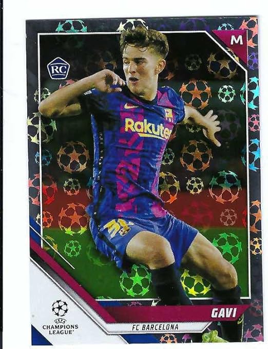 GAVI 2021-22 Topps UEFA Champions League Soccer #50 STARBALL FOIL PARALLEL Rookie Card RC FC Barcelona Spain