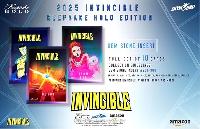 2025 Invincible Season 1 Keepsake Holo Breaker Box Breakers Edition 2 Packs Per Box Holo Mirror Cards Relics Case-Based Inserts 600-Card Checklist