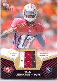 A.J. Jenkins 2012 Topps Rookie Worn Jersey Patch Autograph #RAP-AJJ - 08/10 - San Francisco 49ers