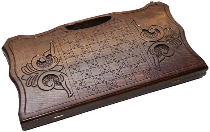 23.6 inch Large Hand Carved 2 in 1 Armenian Backgammon Checkers Handmade Nardi High Detail Wooden Board Game Hand Crafted Nardy + Gift