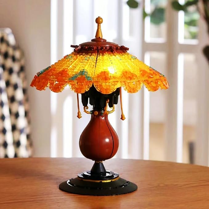 Retro Table Lamp Toy Building Set Home Décor Accessory for Adults Building Blocks Set for Couples Ideas Gift for Mother's Day Decoration 804 Pieces (Mini Building Blocks)