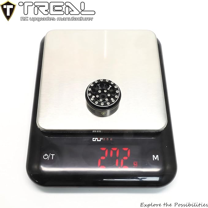 TREAL 1.0 Beadlock Wheels 12 Spokes Classic Rims (4P) for SCX24 AX24 FCX24 TRX4M 1/24 1/18 Crawler Car-Type I(Black)