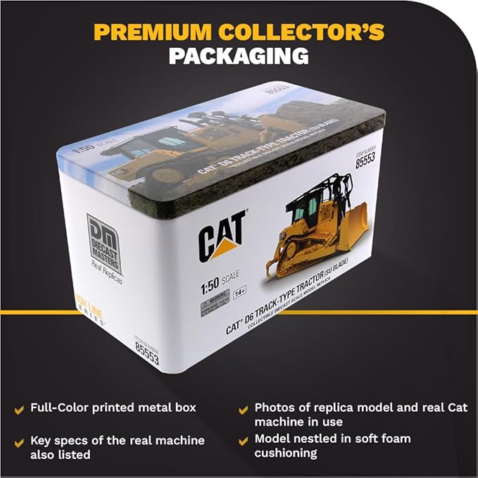 Diecast Masters CAT Caterpillar D6 Track Type Tractor Dozer with SU Blade and Operator High Line Series 1/50 Diecast Model 85553