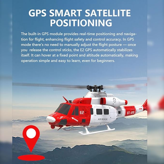GOOSKY E2 UH-1Y RC Helicopter 2.4G 6CH Dual Brushless Simulation Stunt Aircraft Model with GPS Auto-Stabilization One-Key Return (RTF Version)