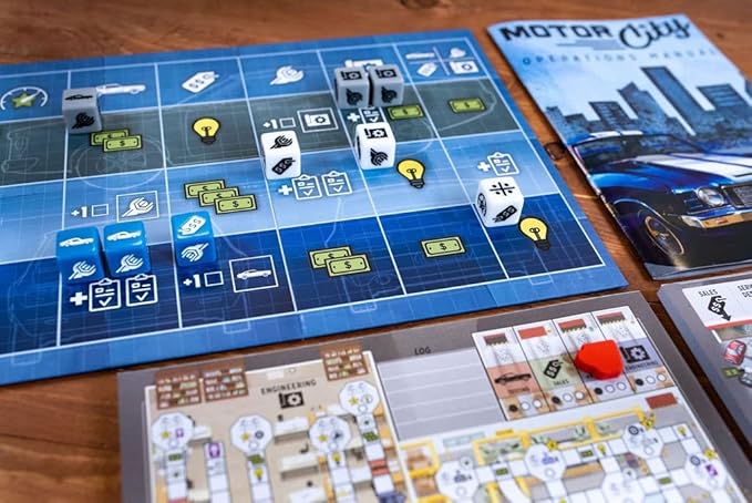 Motor City A Strategic Roll and Write Board Game About Building Autos in Detroit - 25th Century Games
