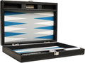 13-inch Premium Backgammon Set - Travel Size - Black Board White and Astral Blue Points