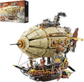 PANTASY Steampunk Airship Model Kit for Adults Dual-Layer Zeppelin with Gear-Driven Mechanical System DIY Building Blocks Set Retro Sci-Fi Construction Toy for Collectors &amp Display