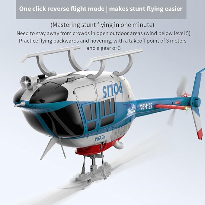 RC ERA 1/33 Scale C138 Pro Bell 206 RC Helicopter 2.4G 6CH 6-Axis Gyro Flybarless Heli with Optical Flow Upside Down 3D Rolling One-Key Takeoff(4 Battery)