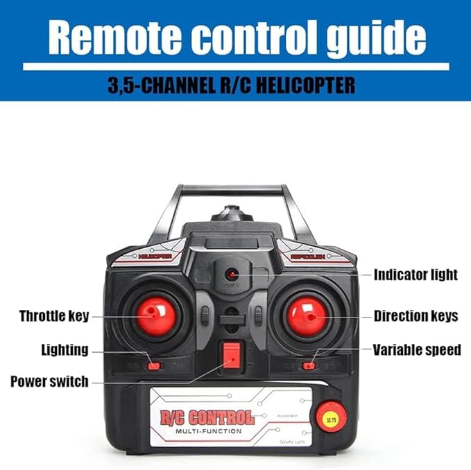 Red Large Fall Resistant RC Helicopter 3.5 Channels Remote Control Helicopter Toys Gift with LED Light Night with 2 Batteries