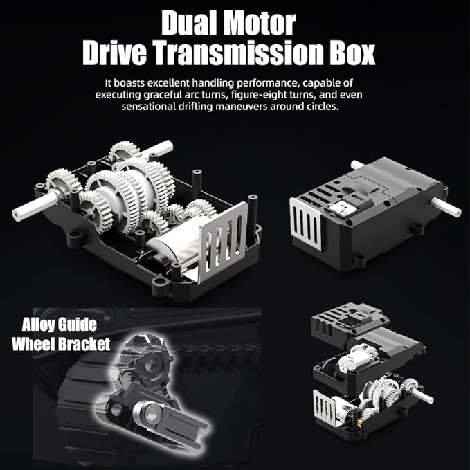RC Tank Car 1:16 Scales Transport Military Vehicle RC Tank 4WD RTR Off Road RC Crawler with 360°Rotating Drifting Dual Motor Gearbox Proportional Control Military Truck RC Toy for Adult